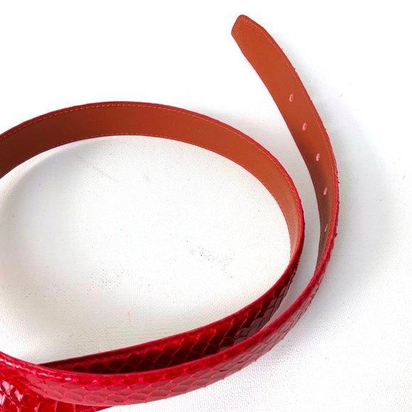 Vintage Jana Genuine Snake Skin Red Belt With Gold Tone Buckle Size L - Picture 12 of 16